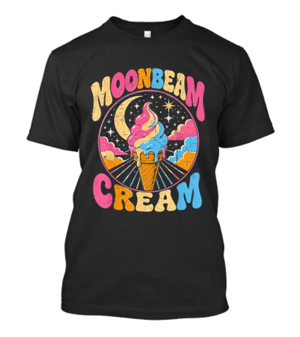 Moonbeam Cream Ice Cream Cone Crescent Moon And Stars T-Shirt