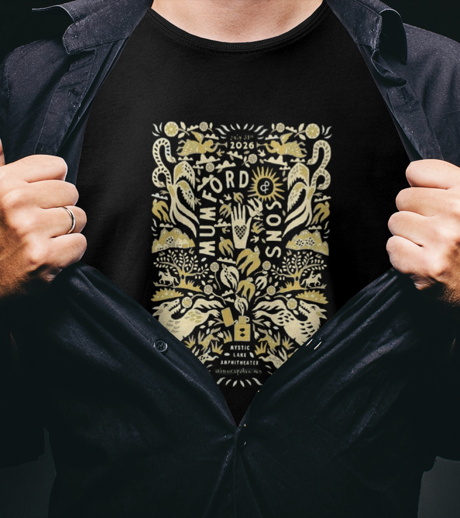 Mumford And Sons Prizefighter Tour Mystic Lake Amphitheater Minneapolis MN July 31 2026 T-Shirt