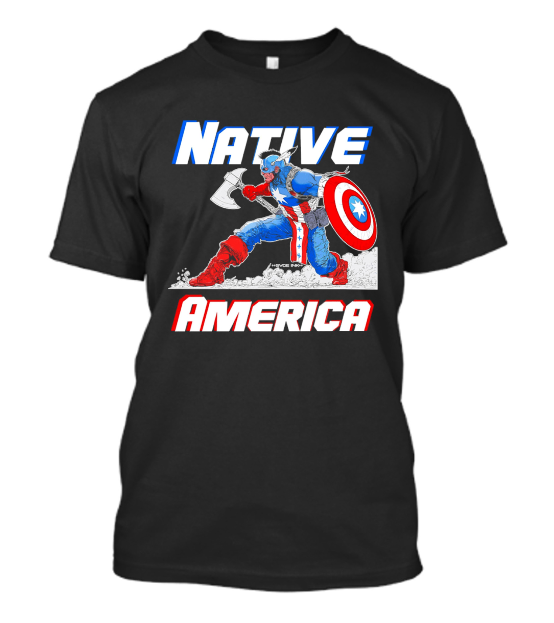 Native America Captain America Axe And Shield Hero T-Shirt