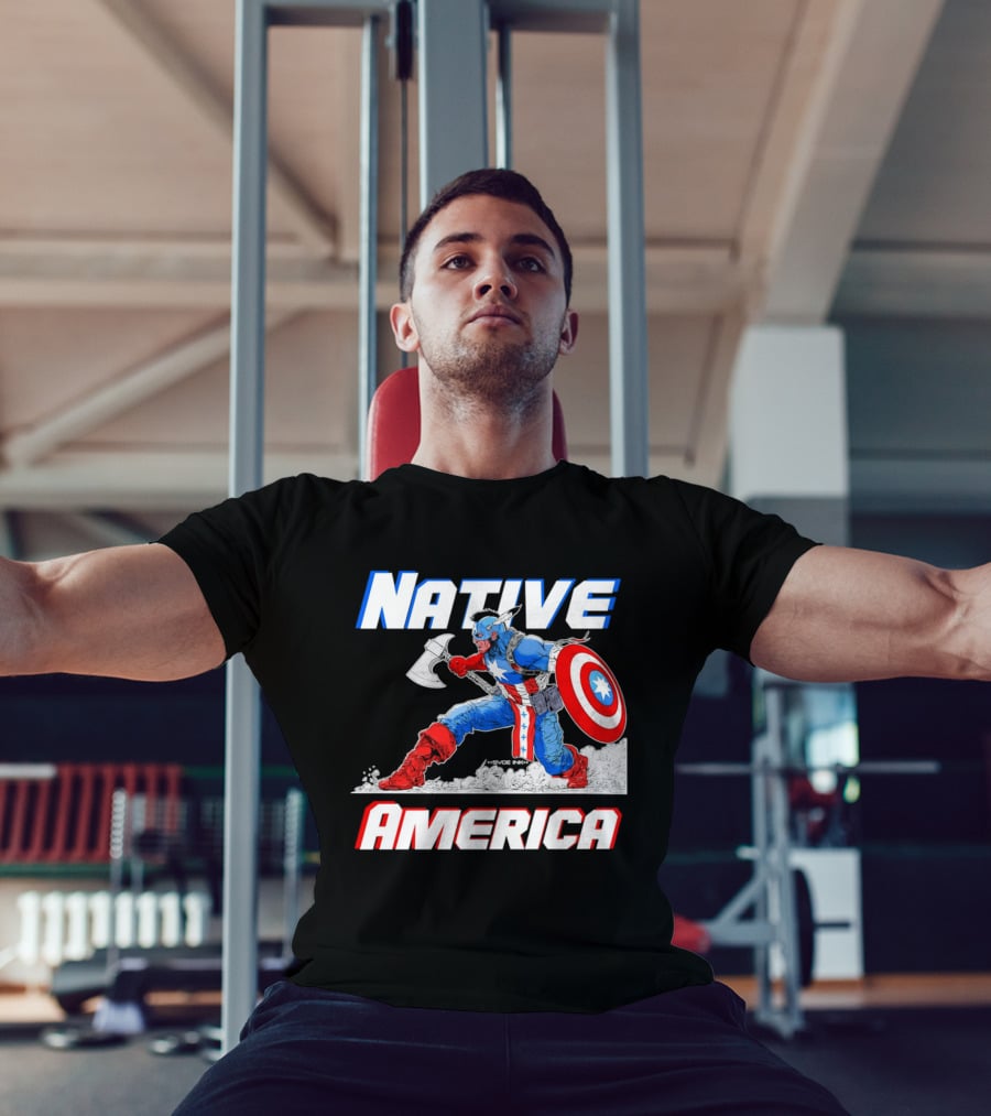 Native America Captain America Axe And Shield Hero T-Shirt