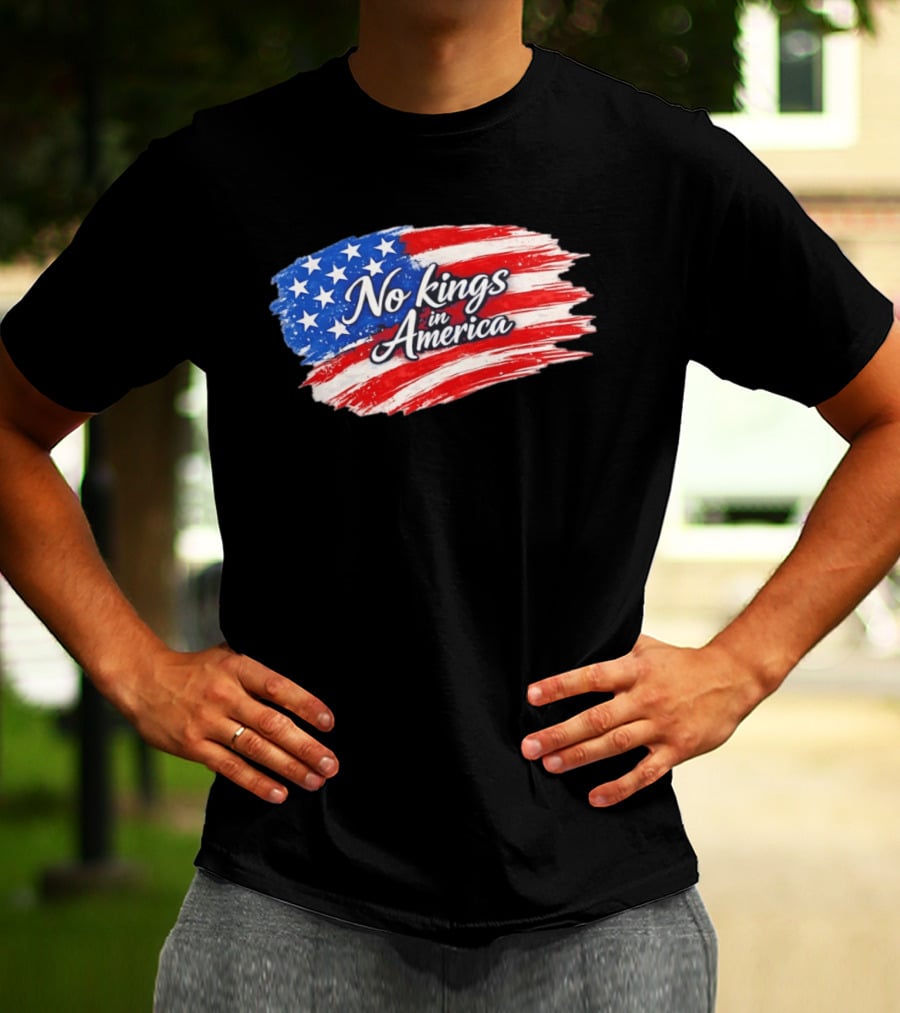 No Kings In America Patriotic Stars And Stripes T-Shirt