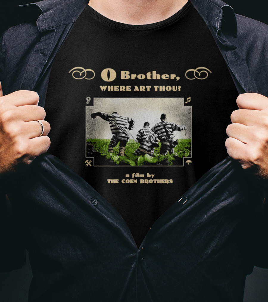 O Brother Where Art Thou A Film By The Coen Brothers With Iconic Striped Prisoners Scene T-Shirt