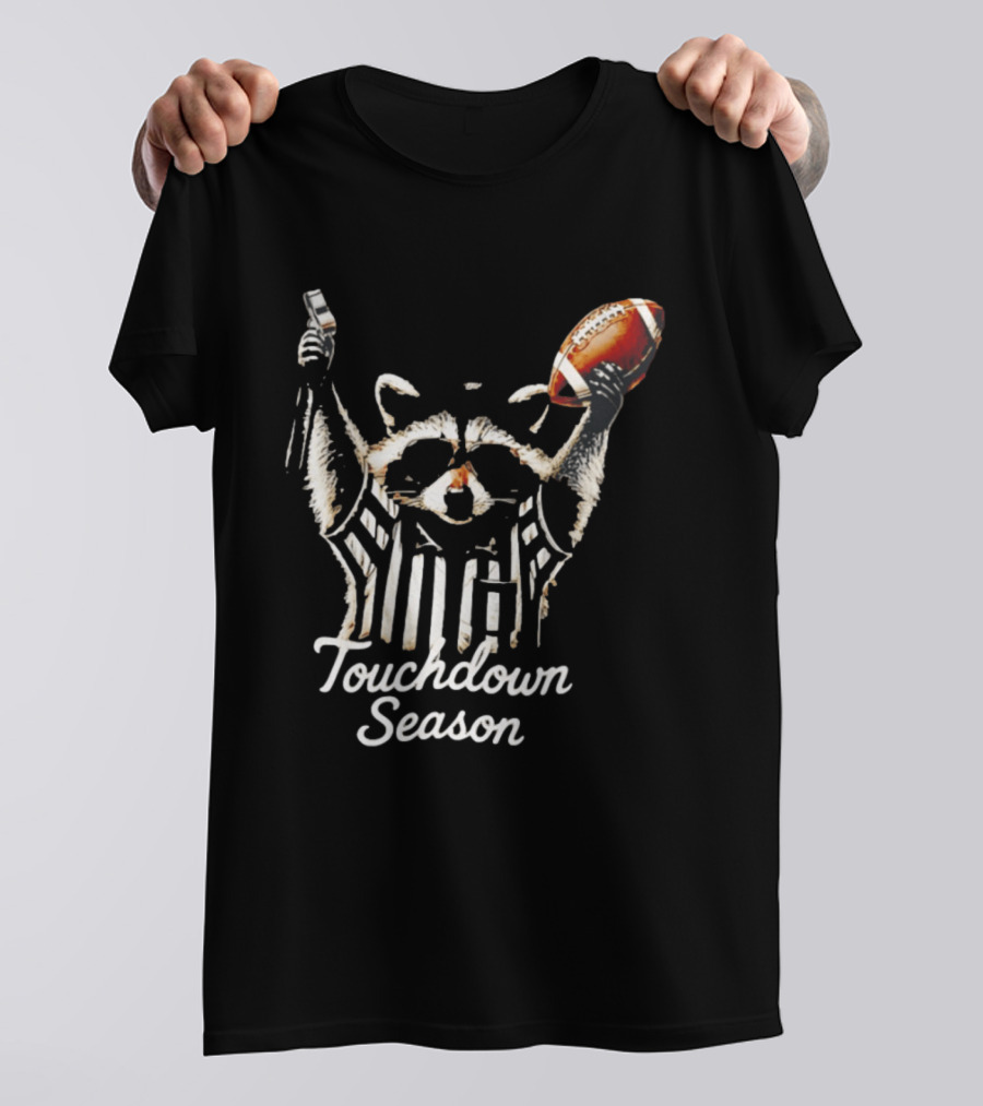 Raccoon Referee Touchdown Season Football Humor T-Shirt