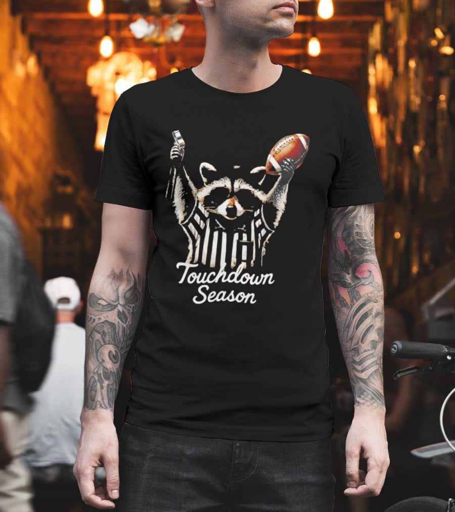 Raccoon Referee Touchdown Season Football Humor T-Shirt