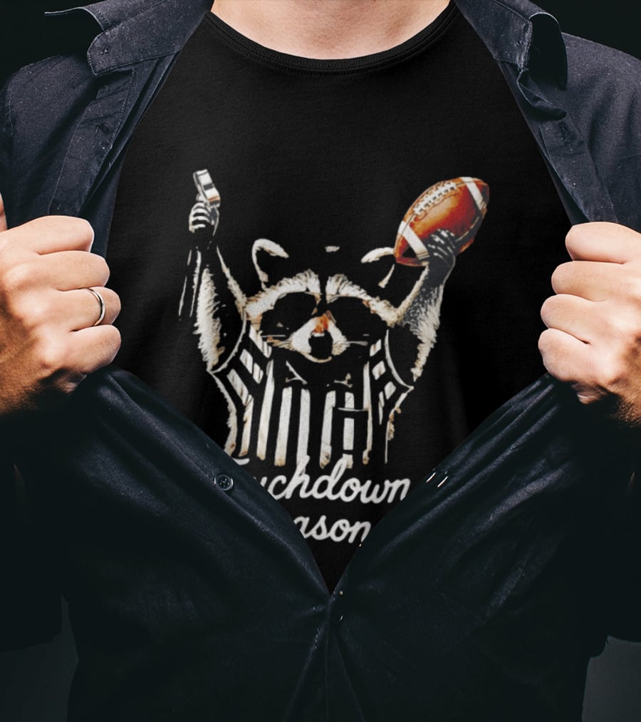 Raccoon Referee Touchdown Season Football Humor T-Shirt