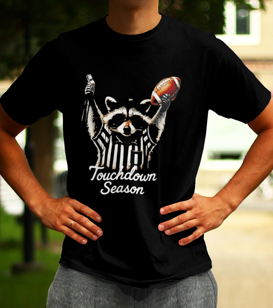 Raccoon Referee Touchdown Season Football Humor T-Shirt