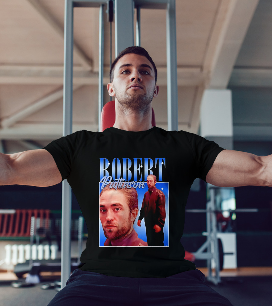 Robert Pattinson Standing Meme Blue Adidas Tracksuit T-Shirt