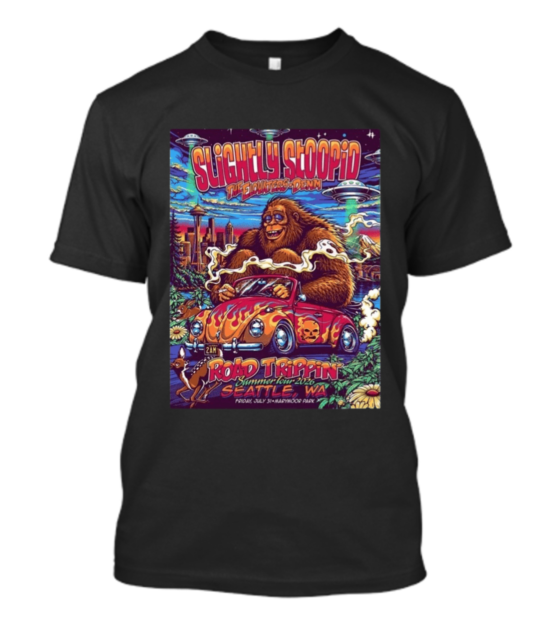 Slightly Stoopid Road Trippin Summer Tour 2026 Seattle WA July 31 Marymoor Park T-Shirt