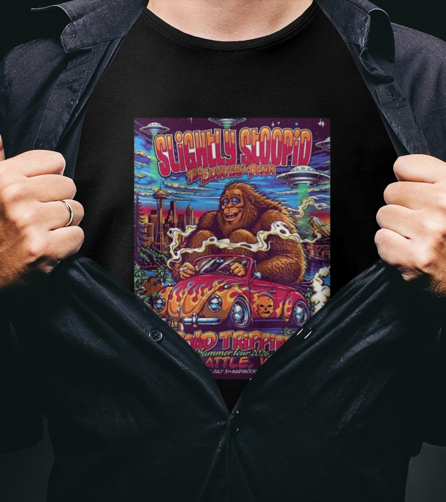Slightly Stoopid Road Trippin Summer Tour 2026 Seattle WA July 31 Marymoor Park T-Shirt