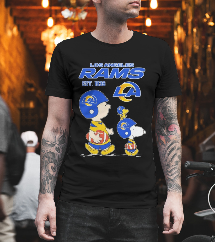 Snoopy Charlie Brown Los Angeles Rams 1936 Football Team LA T-Shirt