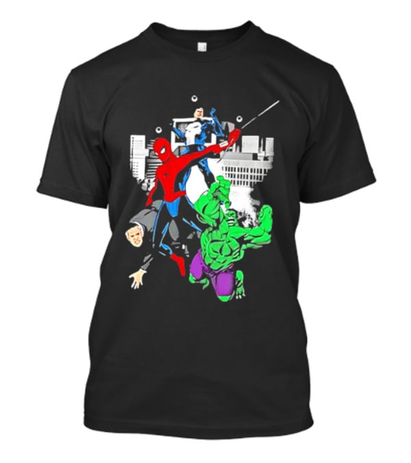 Spider Man The Punisher And The Hulk Marvel Comic Heroes Collage T-Shirt