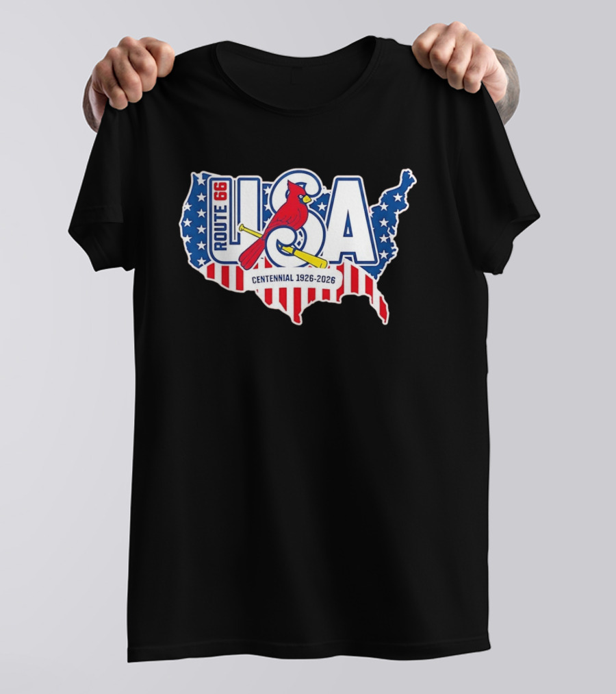Route 66 USA Centennial 1926 2026 Springfield Cardinals T-Shirt