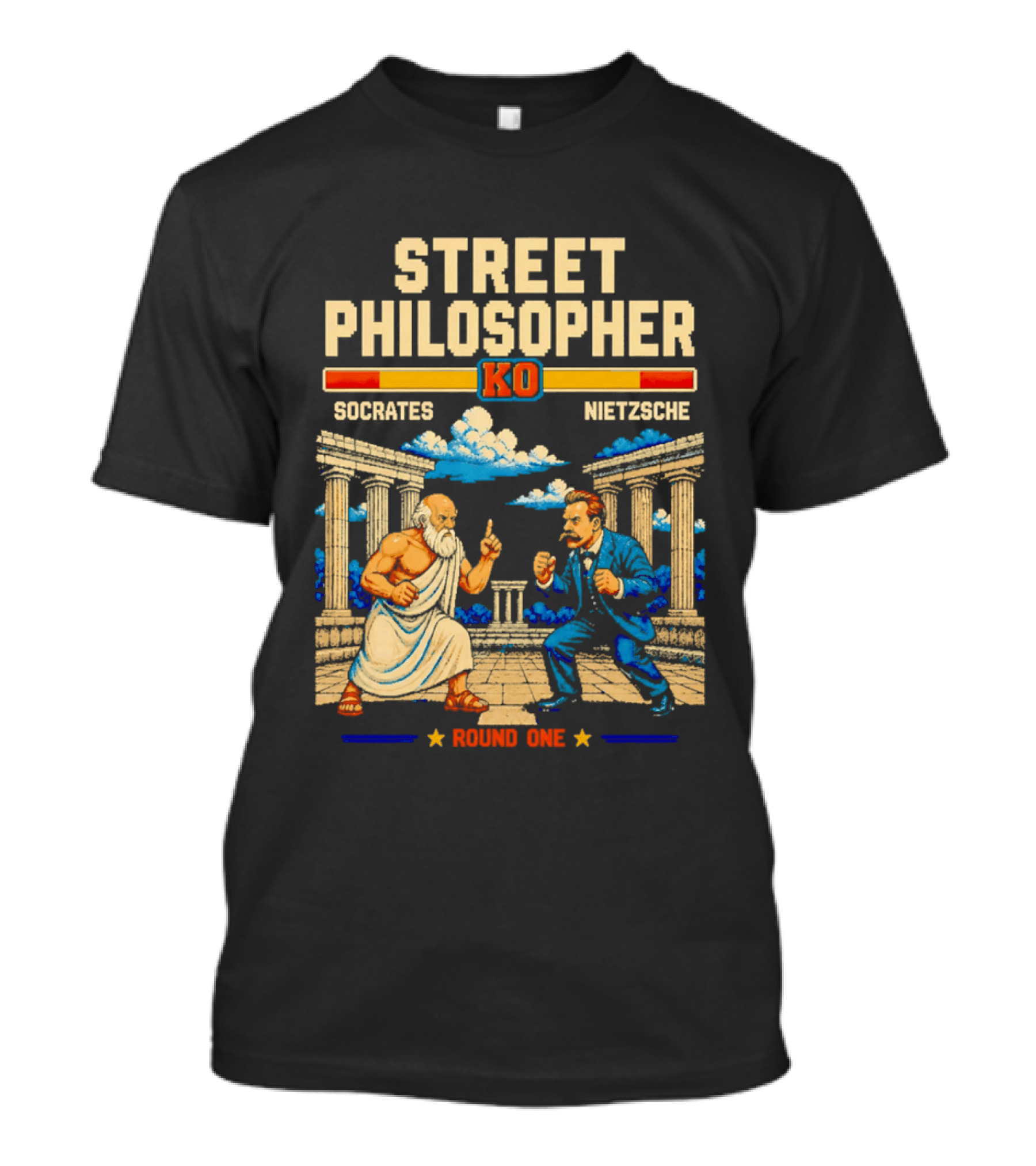 Street Philosopher KO Socrates Nietzsche Round One Colosseum Showdown T-Shirt