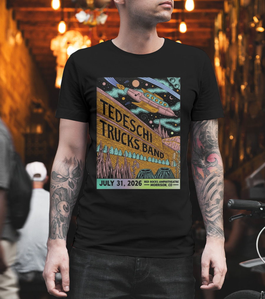 Tedeschi Trucks Band Red Rocks Concert July 31 2026 Morrison CO Spaceship T-Shirt