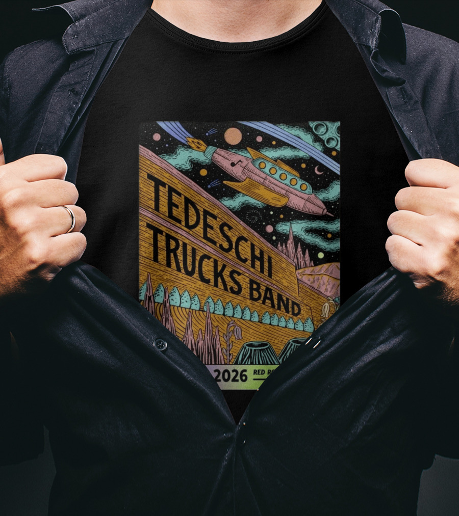 Tedeschi Trucks Band Red Rocks Concert July 31 2026 Morrison CO Spaceship T-Shirt