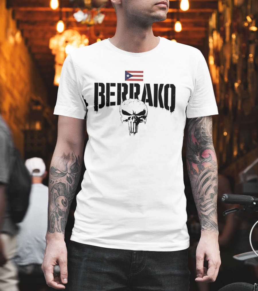 Berrako Skull Puerto Rican Flag T-Shirt