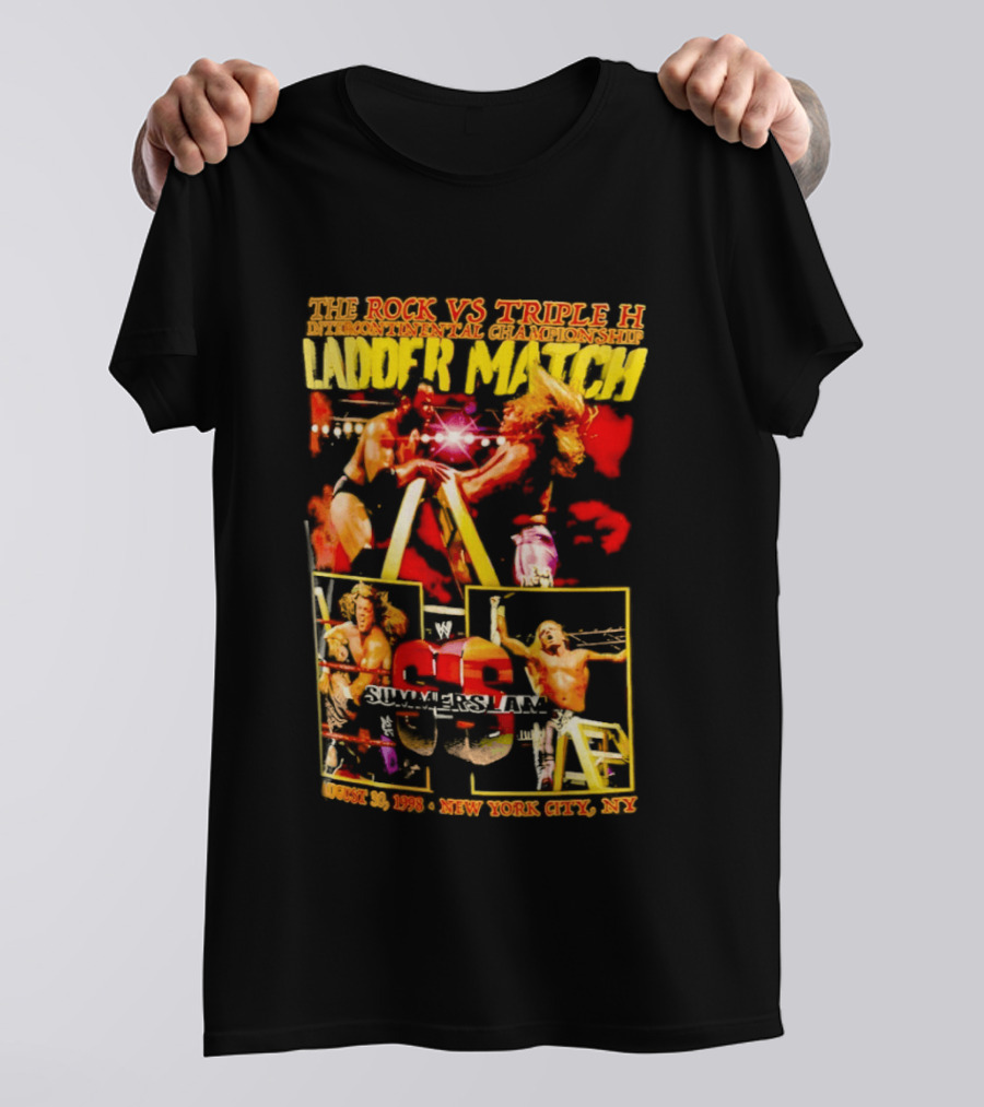 WWE SummerSlam 1998 The Rock Vs Triple H Ladder Match Intercontinental Championship New York City T-Shirt