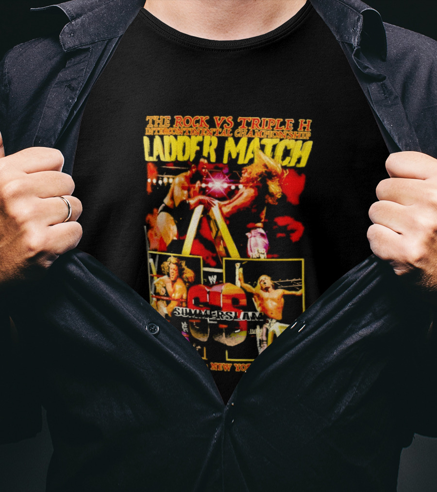 WWE SummerSlam 1998 The Rock Vs Triple H Ladder Match Intercontinental Championship New York City T-Shirt