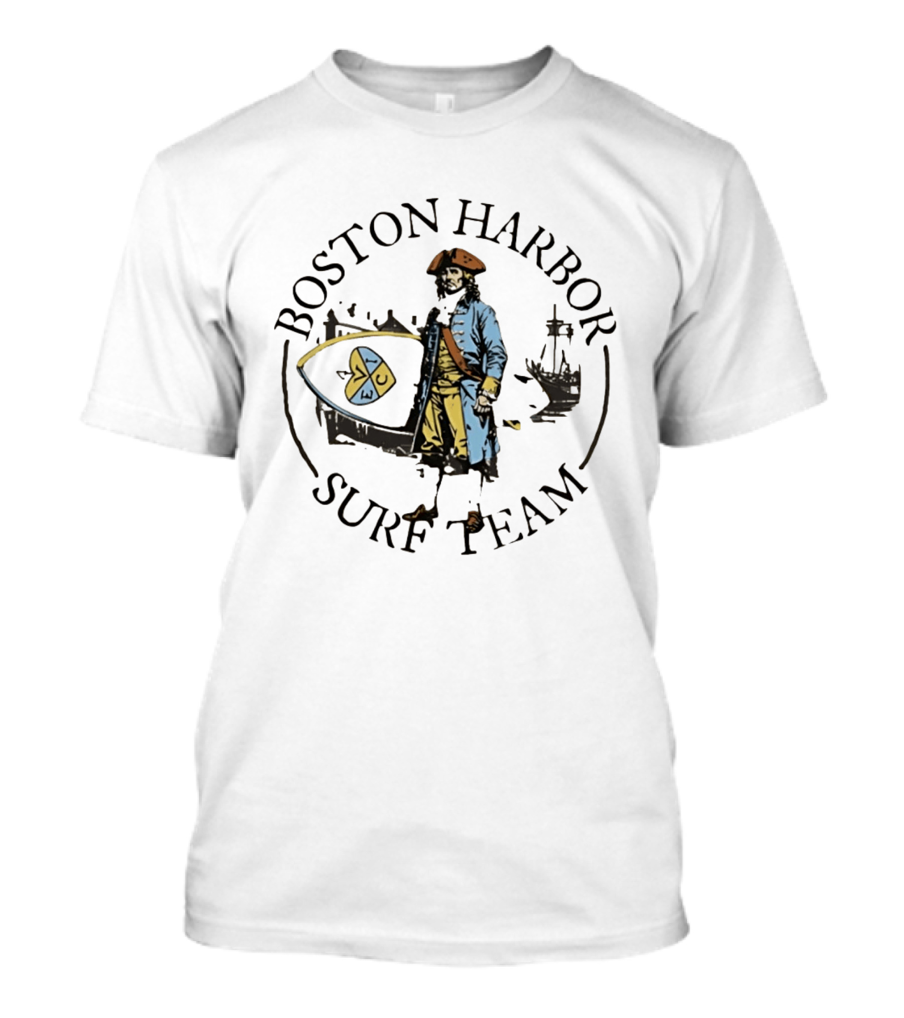 Boston Harbor Surf Team Vintage Sailor With Surfboard T-Shirt