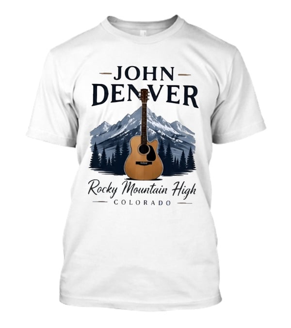 John Denver Rocky Mountain High Colorado Guitar Mountain Scene T-Shirt