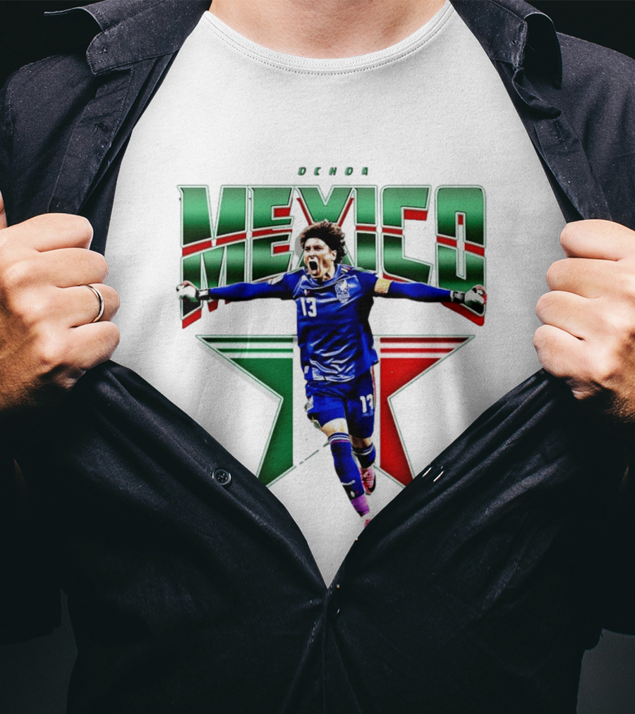 Ochoa Mexico 13 Goalkeeper Tri Color Starburst T-Shirt