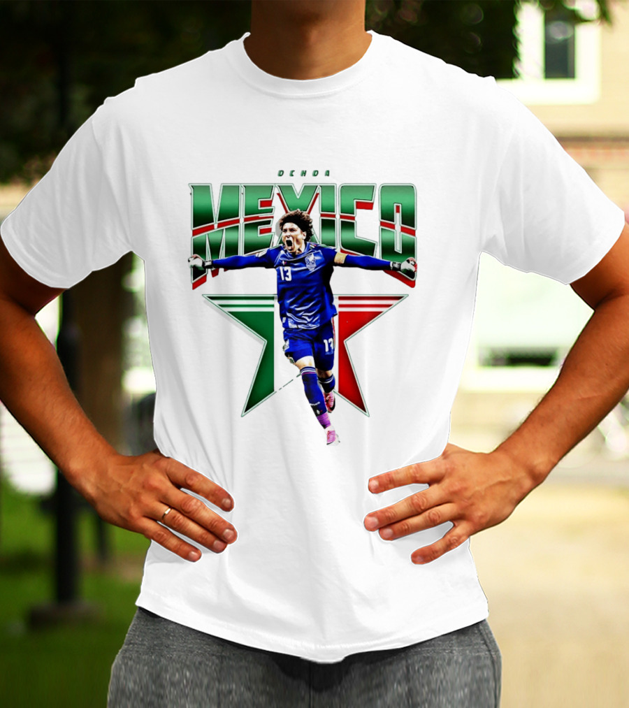 Ochoa Mexico 13 Goalkeeper Tri Color Starburst T-Shirt