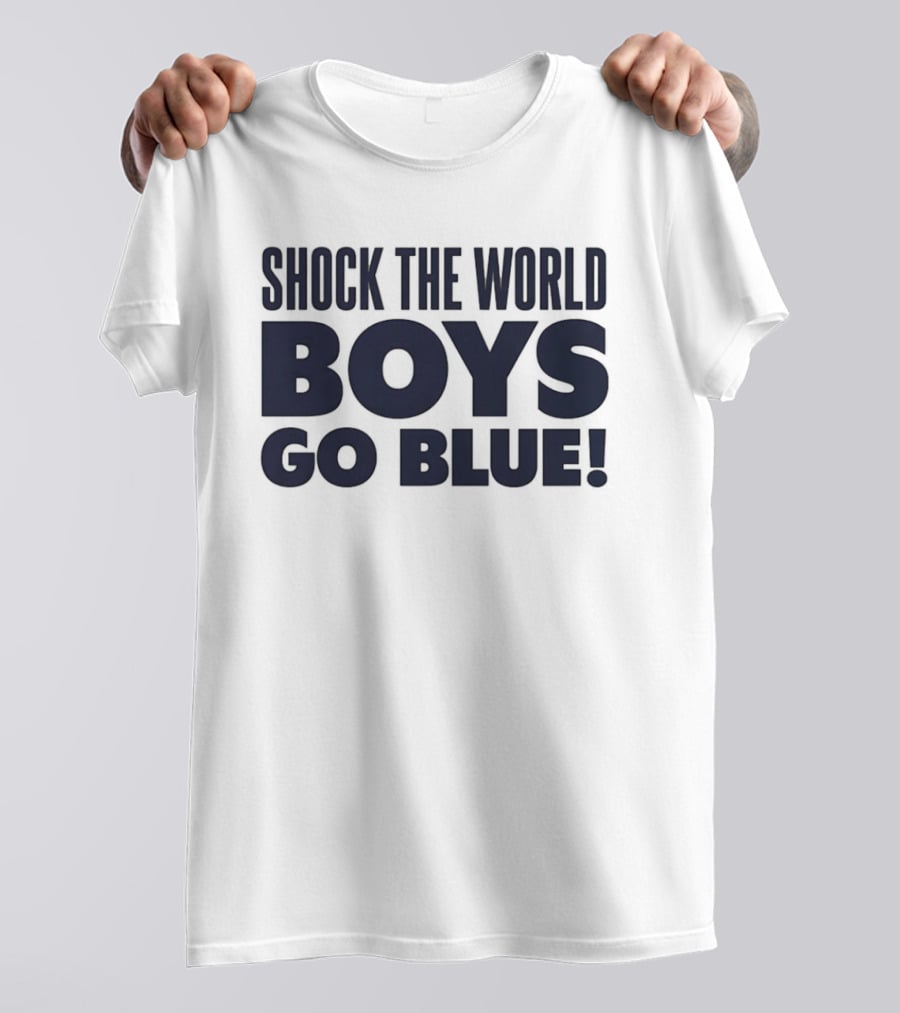 Shock The World Michigan Men's Basketball Boys Go Blue T-Shirt