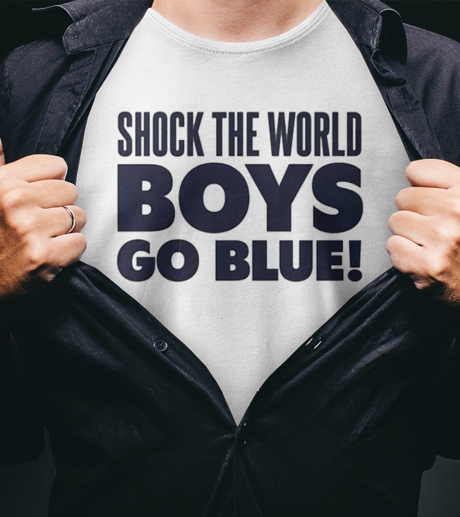Shock The World Michigan Men's Basketball Boys Go Blue T-Shirt