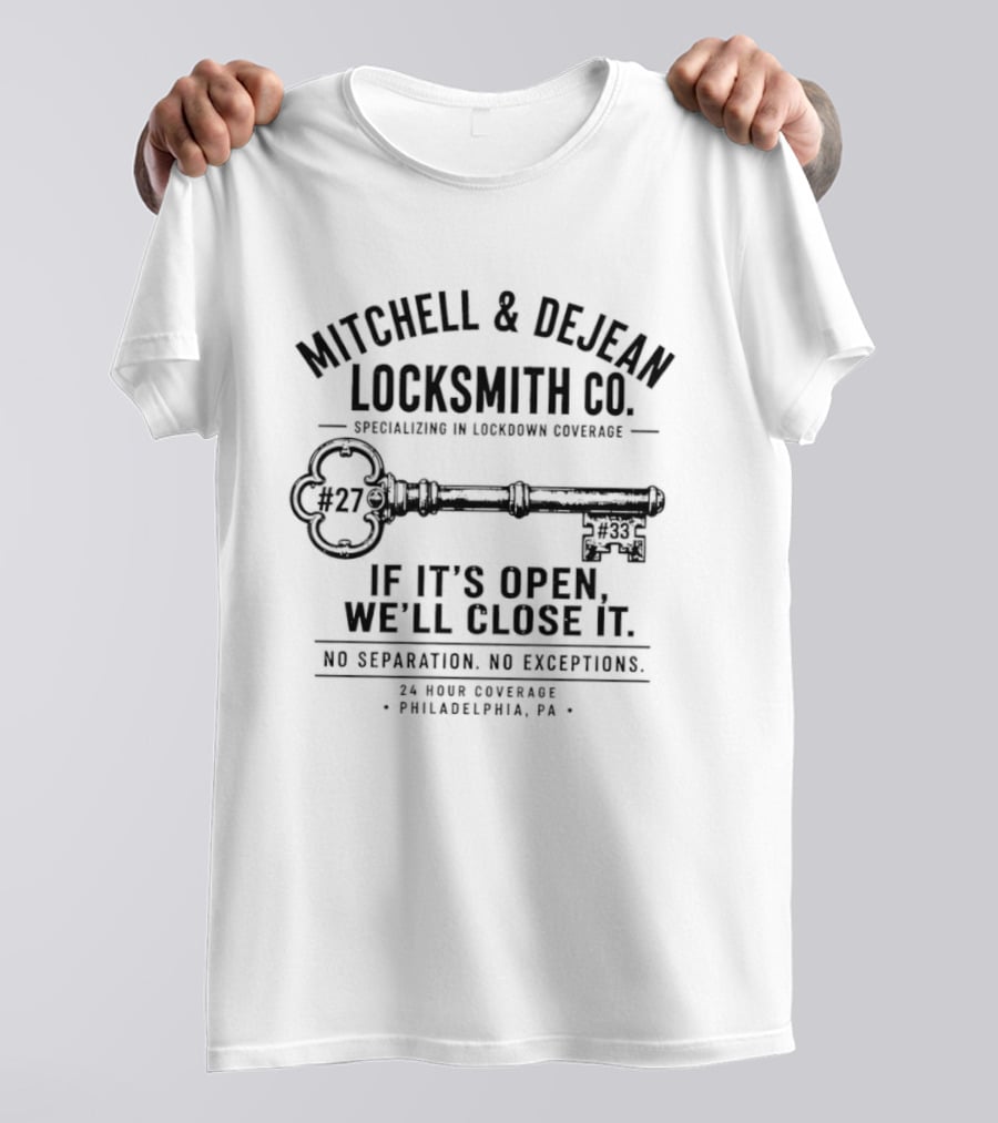 Mitchell & DeJean Locksmith Co. Established 2026 We'll Close It No Exceptions Philadelphia PA T-Shirt