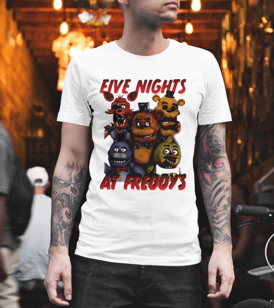 Five Nights At Freddy's Cartoon Characters Freddy Bonnie Chica Foxy T-Shirt