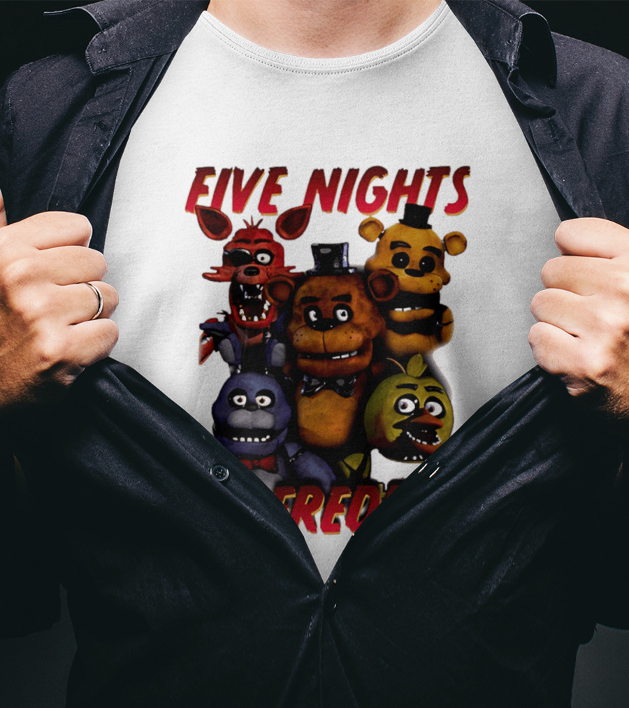 Five Nights At Freddy's Cartoon Characters Freddy Bonnie Chica Foxy T-Shirt