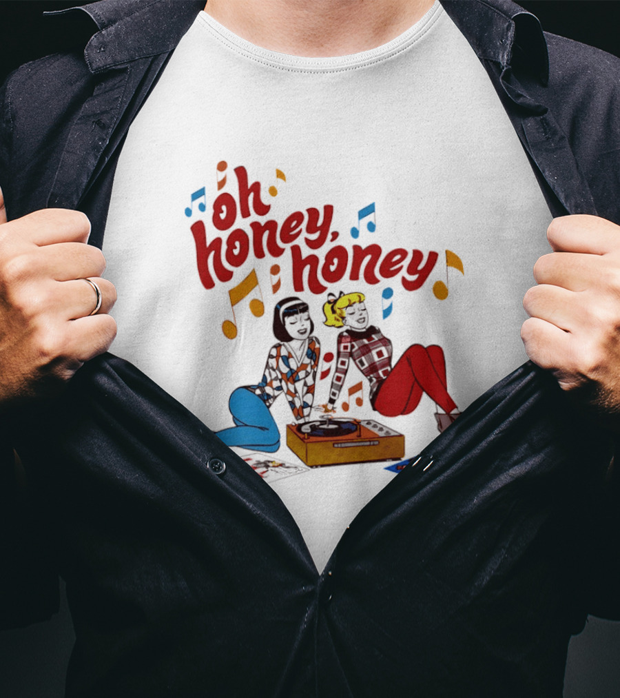 Oh Honey Honey Cartoon Style Retro Fashion Girl Music T-Shirt