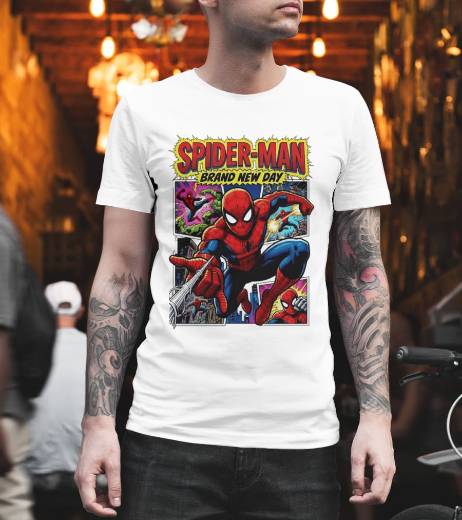 Spider Man Brand New Day Collage Marvel Comic Adventure T-Shirt