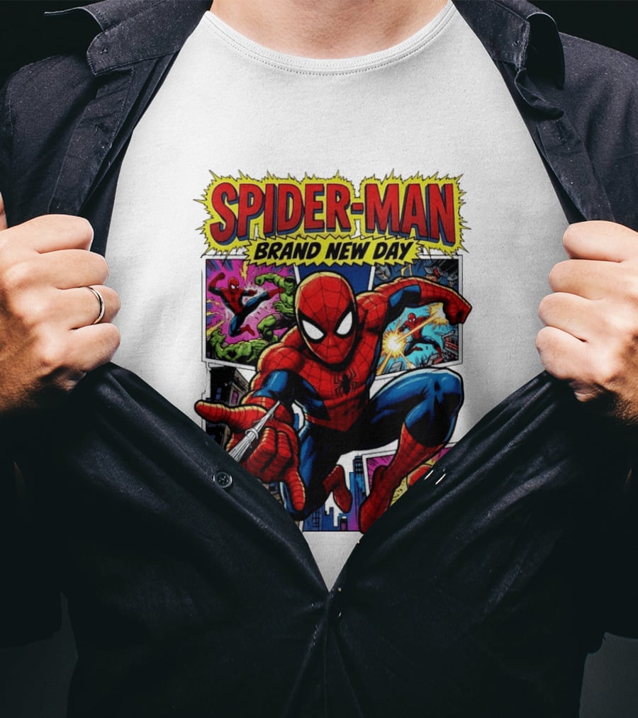 Spider Man Brand New Day Collage Marvel Comic Adventure T-Shirt