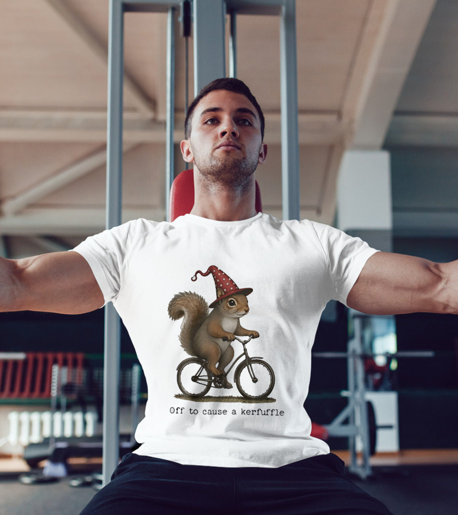 Squirrel In Wizard Hat Riding Bicycle Off To Cause A Kerfuffle T-Shirt