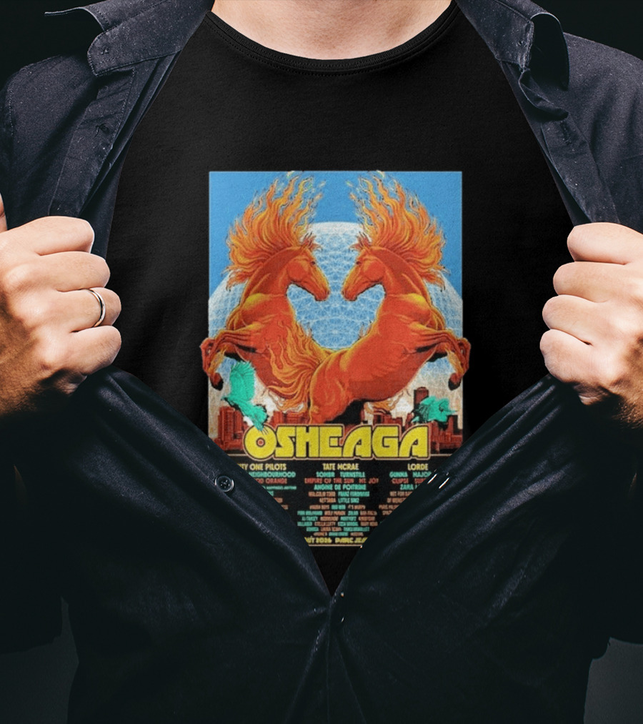 19th Annual Osheaga Music And Arts Festival July 31 To August 2 2026 Headliners Twenty One Pilots Tate McRae Lorde Parc Jean Drapeau Montreal Canada T-Shirt
