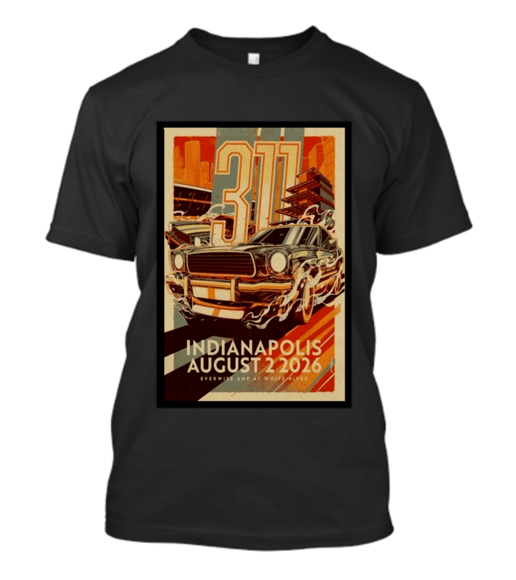311 Indianapolis August 2 2026 Everwise Amphitheater With Classic Car T-Shirt
