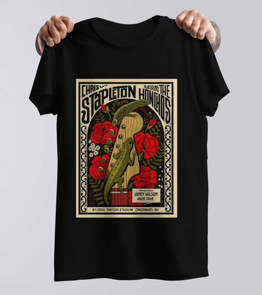 Chris Stapleton Featuring The Honchos Lainey Wilson Allen Stone Cincinnati 2026 Paycor Stadium August 1 T-Shirt