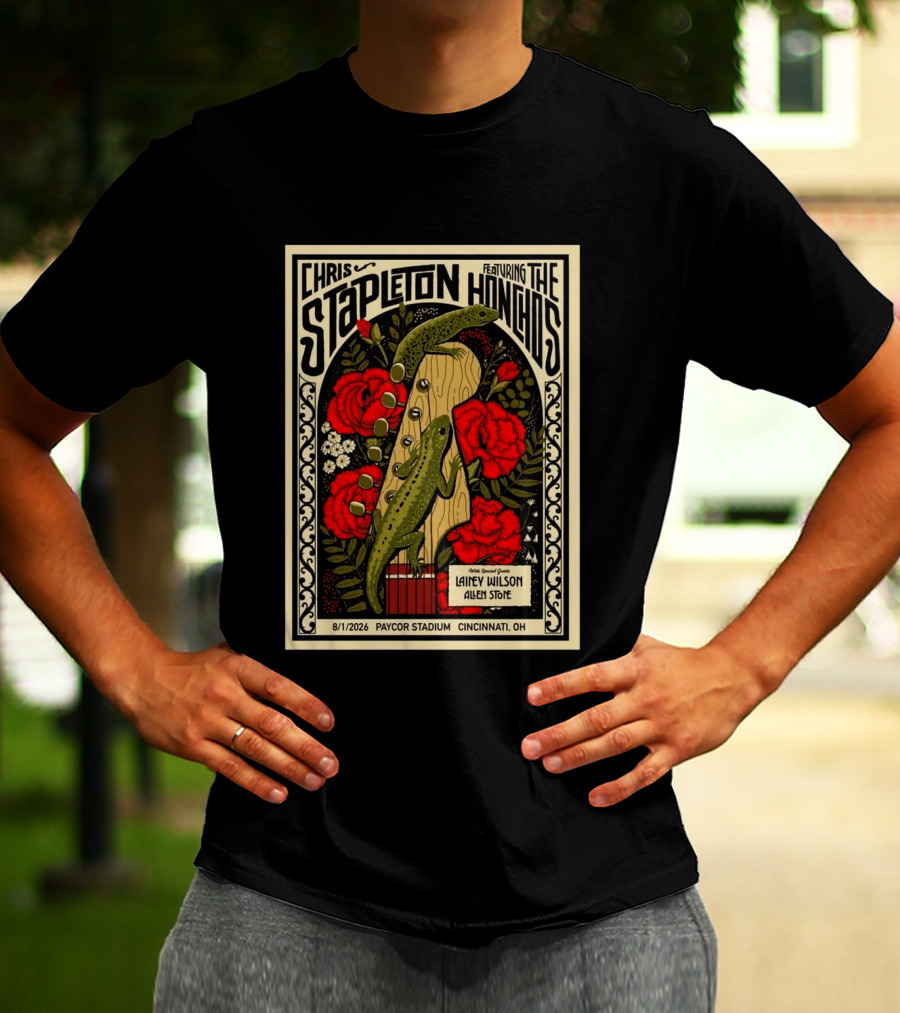 Chris Stapleton Featuring The Honchos Lainey Wilson Allen Stone Cincinnati 2026 Paycor Stadium August 1 T-Shirt