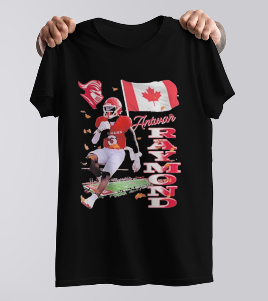 Antwan Raymond Rutgers Scarlet Knights Canadian Flag Football T-Shirt