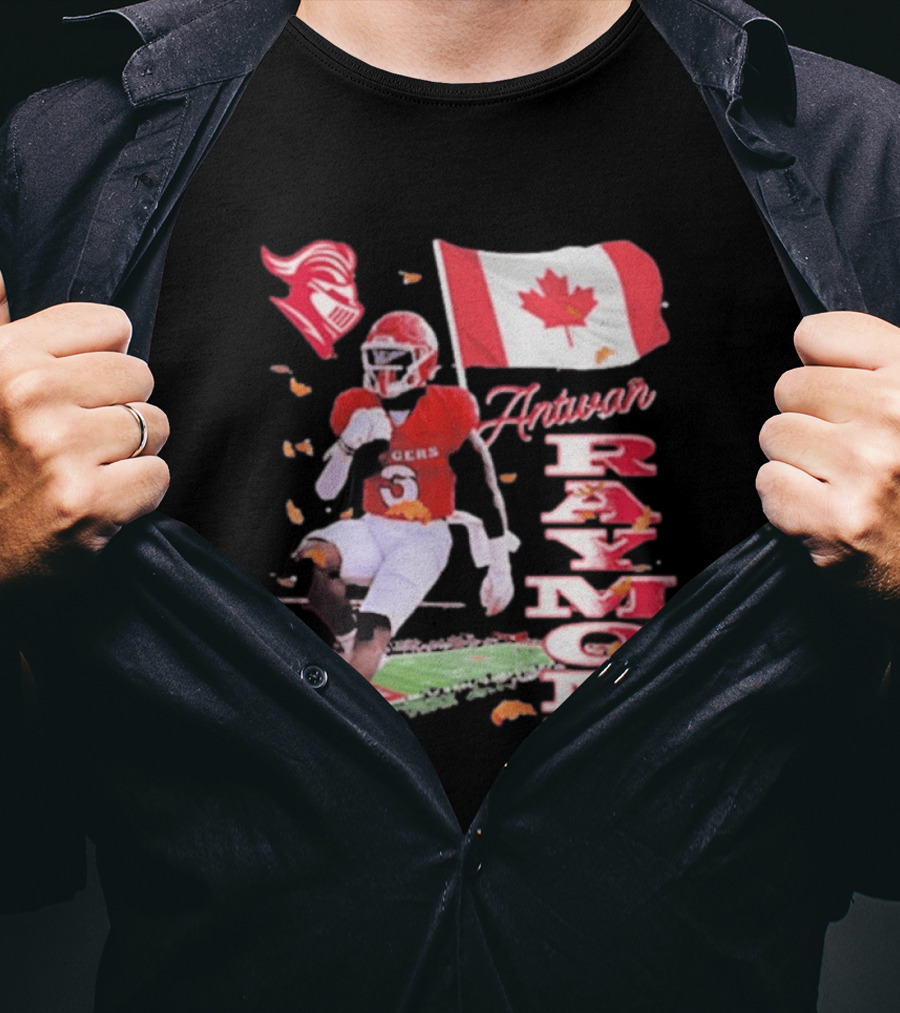 Antwan Raymond Rutgers Scarlet Knights Canadian Flag Football T-Shirt