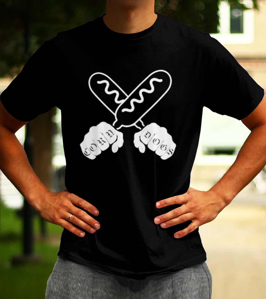 Corndog Knuckles Fun Novelty Design With Crossed Snacks And Fists T-Shirt