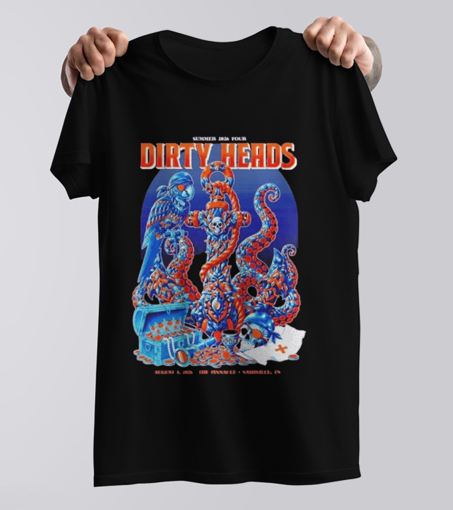Dirty Heads Summer 2026 Tour Nashville TN August 1 Skeletons And Octopus T-Shirt