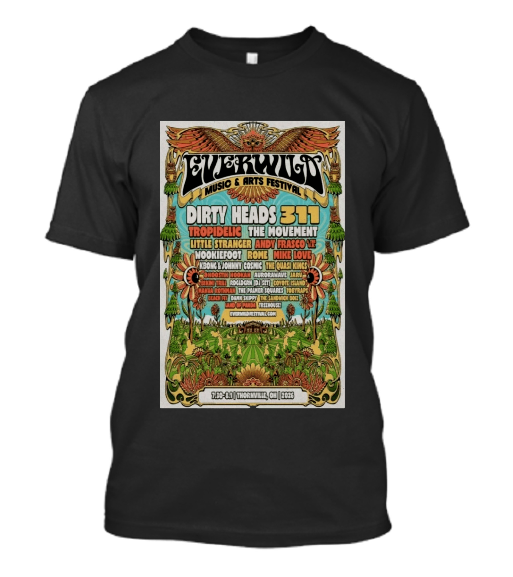 Everwild Music Arts Festival Dirty Heads 311 Tropidelic July August 2026 Thornville T-Shirt
