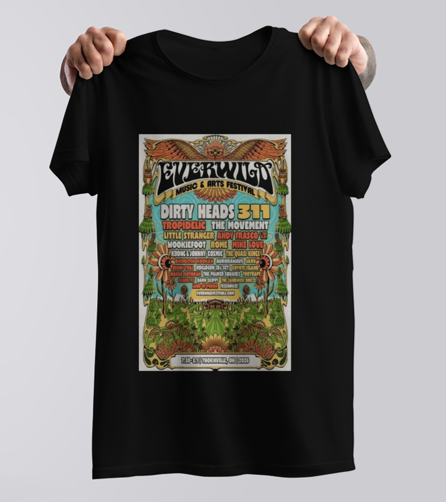 Everwild Music Arts Festival Dirty Heads 311 Tropidelic July August 2026 Thornville T-Shirt