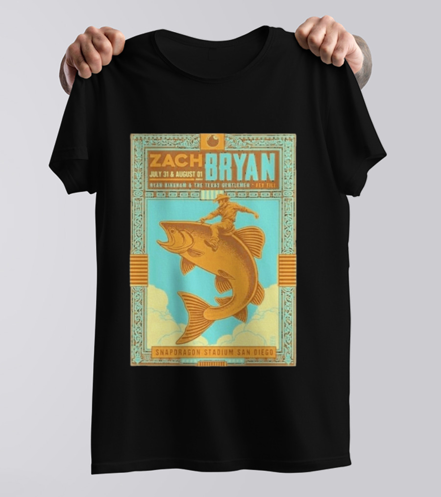 Zach Bryan July 31 August 1 Snapdragon Stadium San Diego Featuring Ryan Bingham The Texas Gentlemen Key Eli 2026 T-Shirt