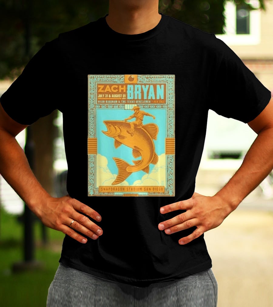 Zach Bryan July 31 August 1 Snapdragon Stadium San Diego Featuring Ryan Bingham The Texas Gentlemen Key Eli 2026 T-Shirt