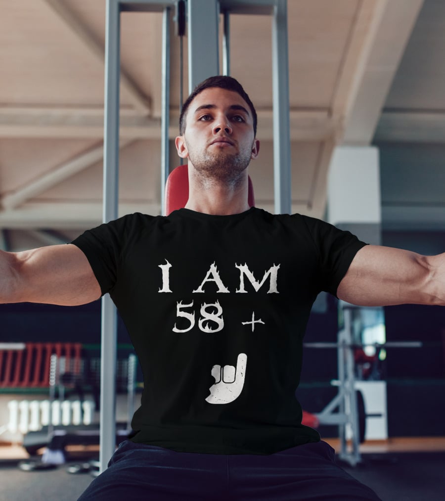 I Am 58 Plus Rock Hand Gesture T-Shirt
