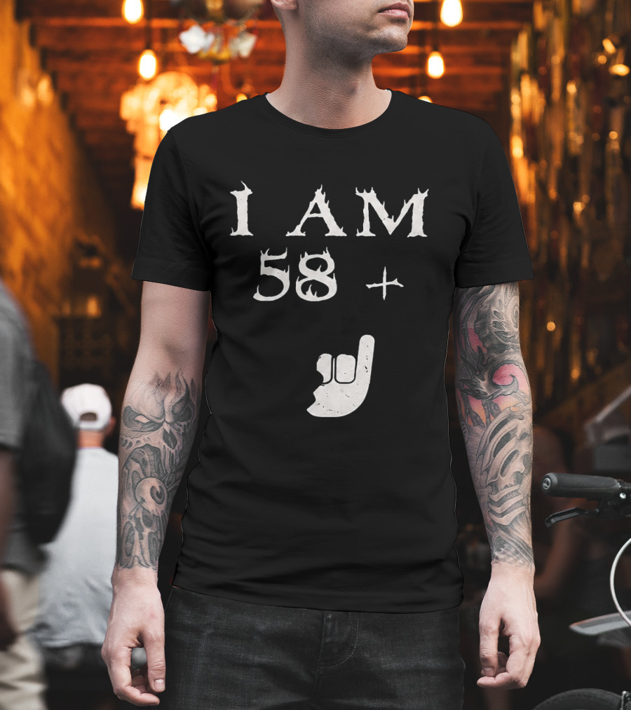 I Am 58 Plus Rock Hand Gesture T-Shirt