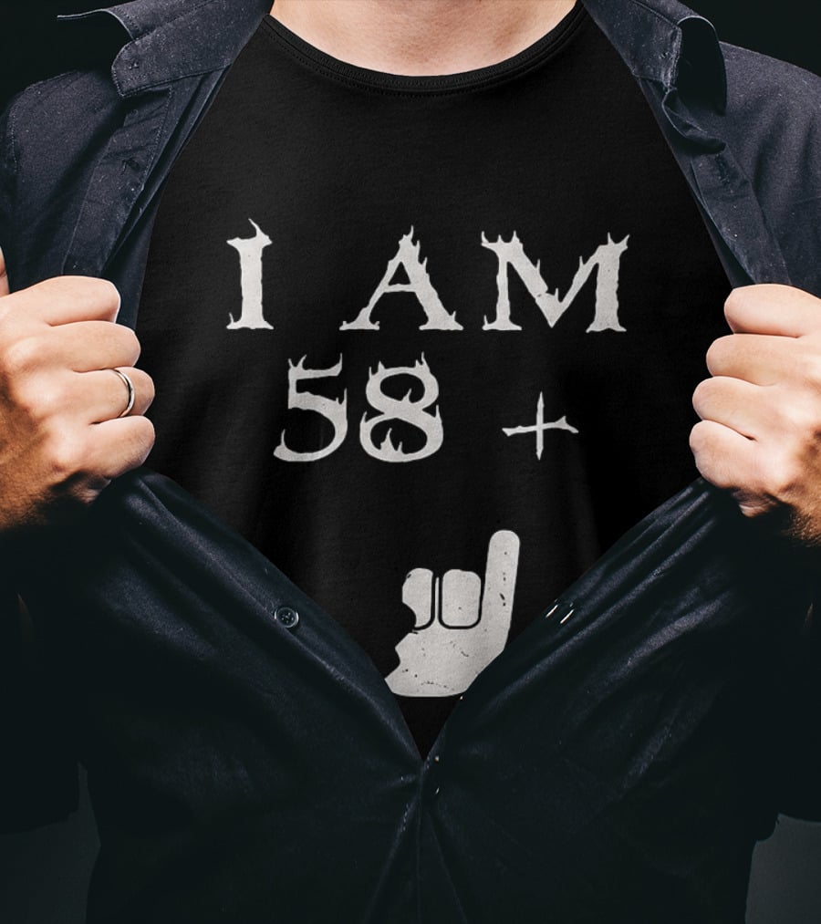 I Am 58 Plus Rock Hand Gesture T-Shirt